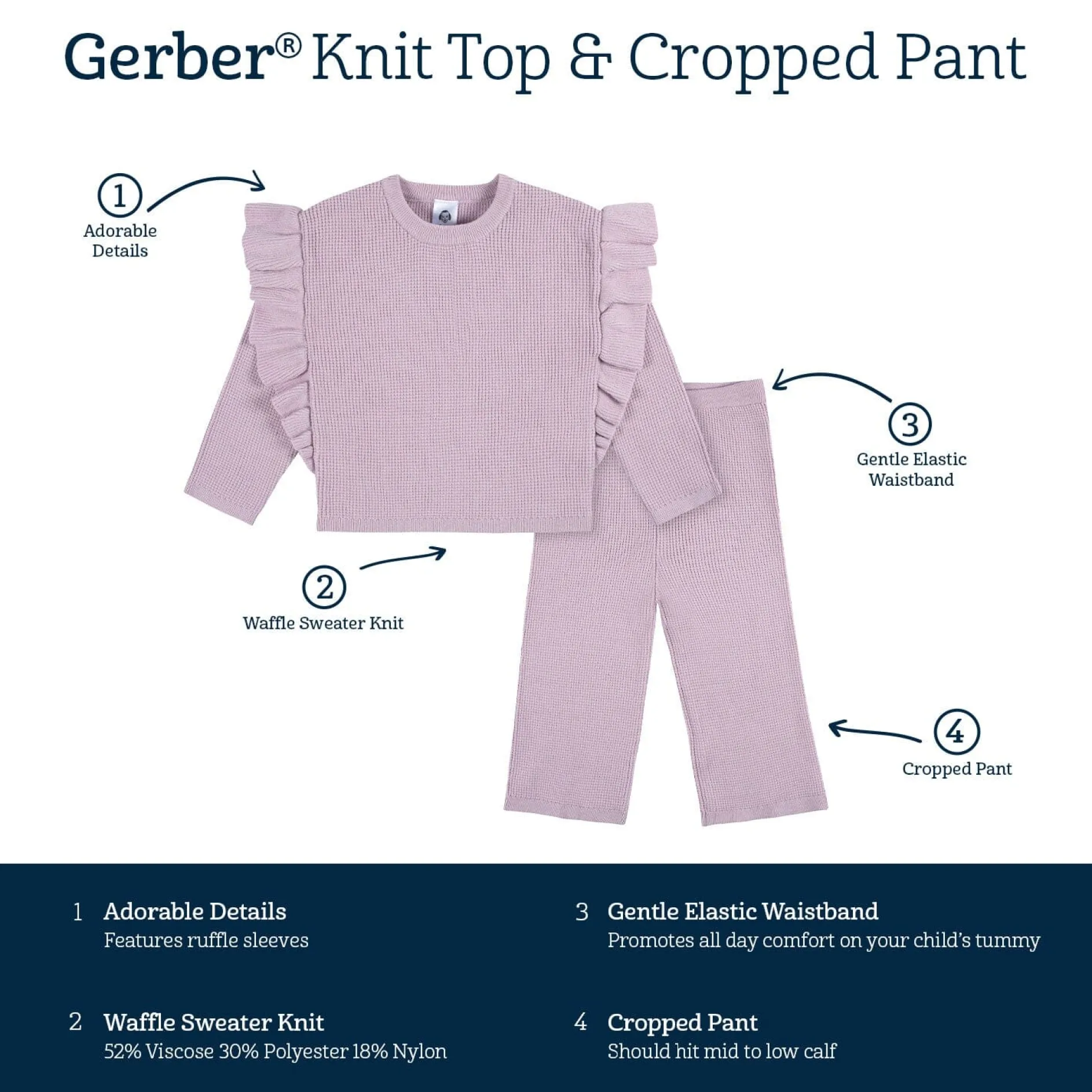 2-Piece Infant and Toddler Girls Lavender Sweater Knit Set