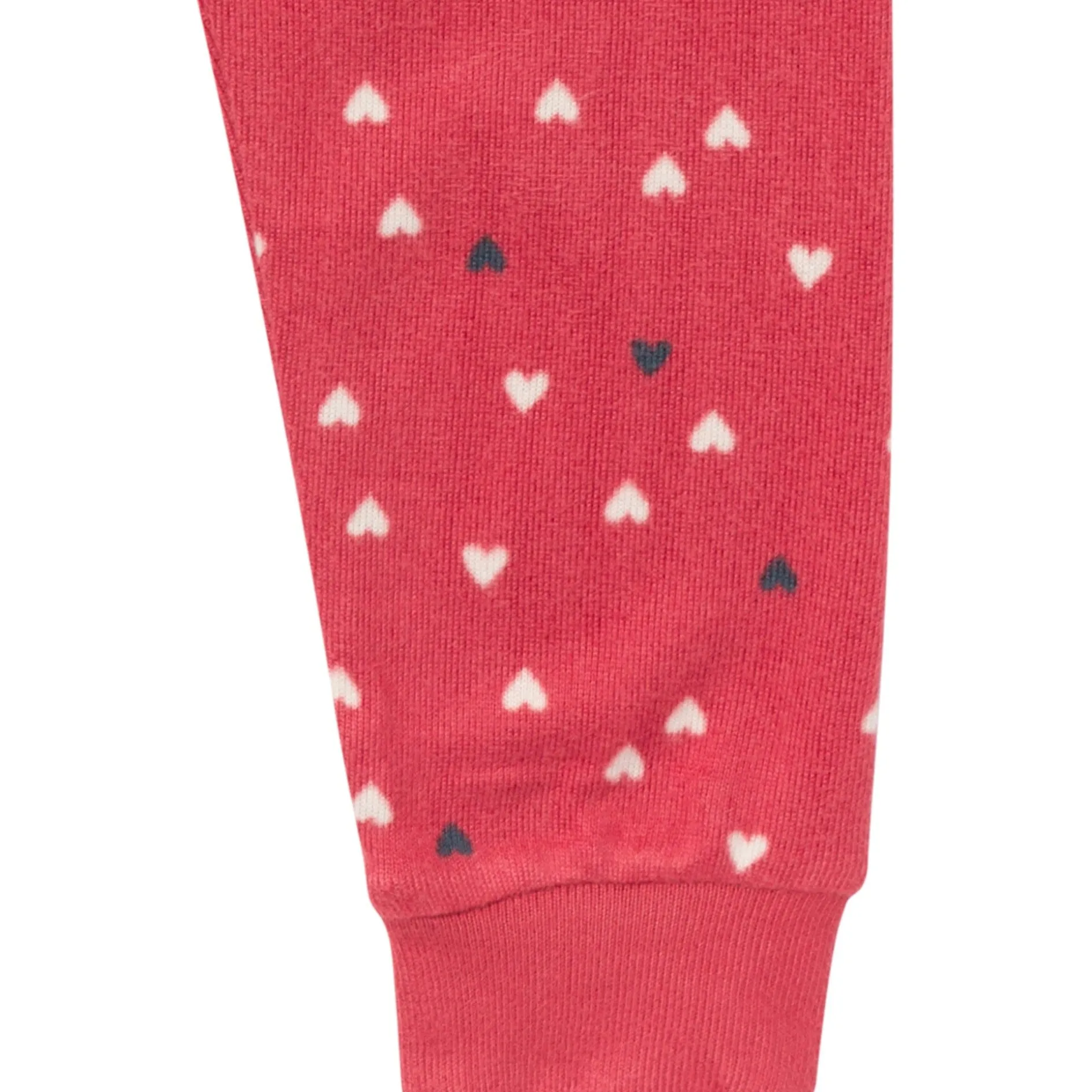 2-Piece Infant and Toddler Neutral Red Hearts Snug Fitting Hacci Pajamas