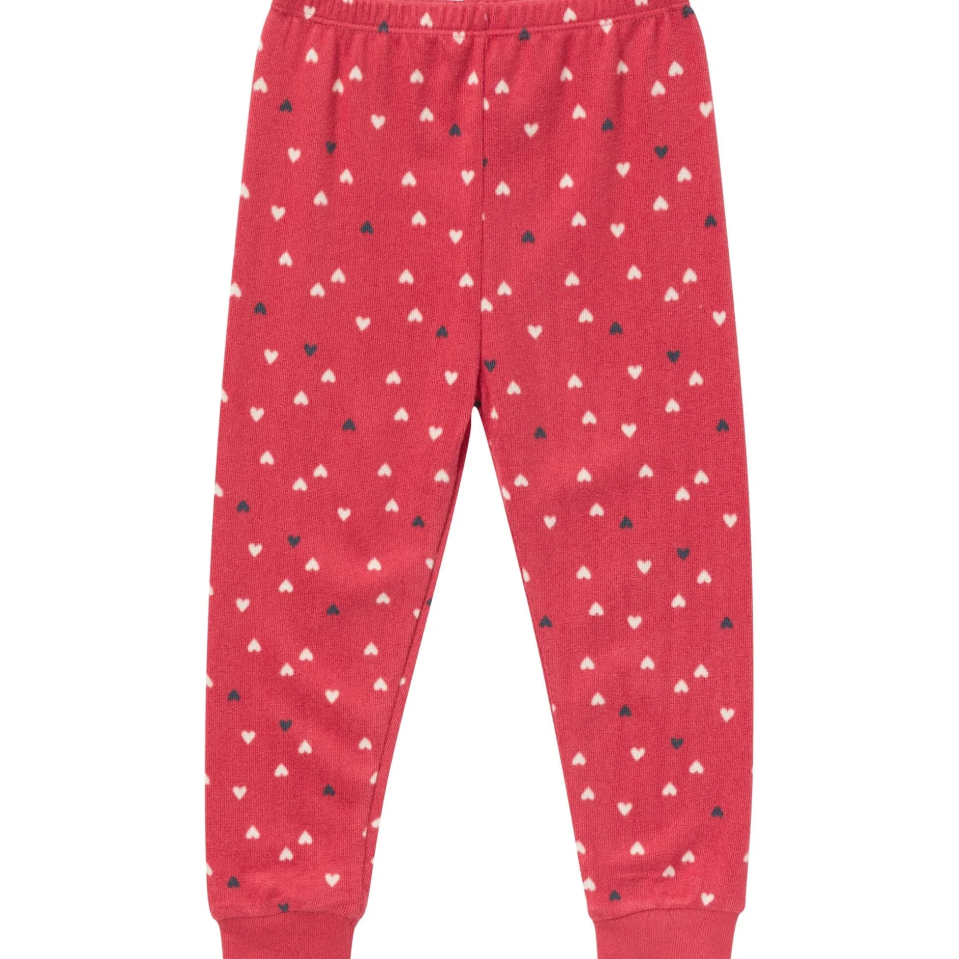 2-Piece Infant and Toddler Neutral Red Hearts Snug Fitting Hacci Pajamas