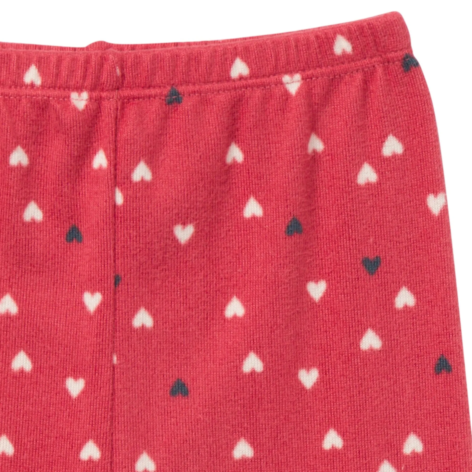 2-Piece Infant and Toddler Neutral Red Hearts Snug Fitting Hacci Pajamas