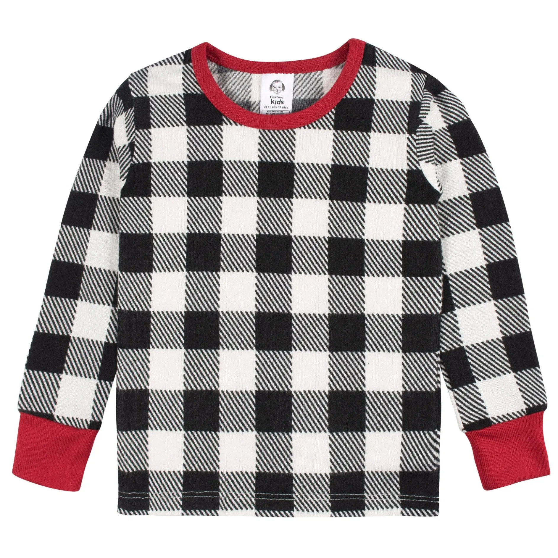 2-Piece Infant and Toddler Neutral Buffalo Plaid Hacci Snug Fit Pajama Set