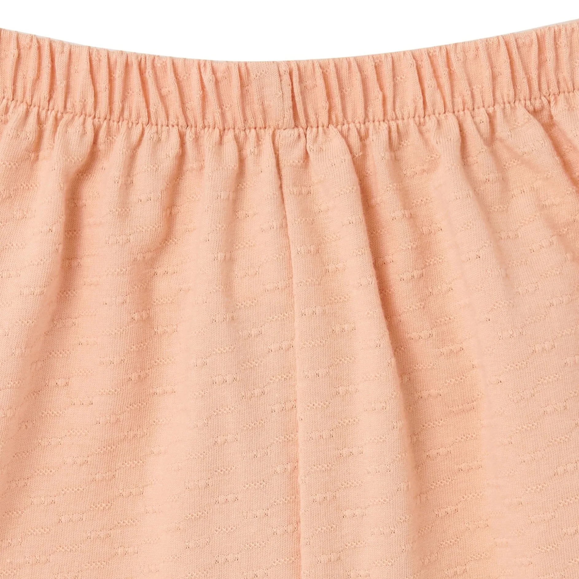 2-Piece Infant & Kids Girls Apricot Cream Eyelet Top and Shorts Set