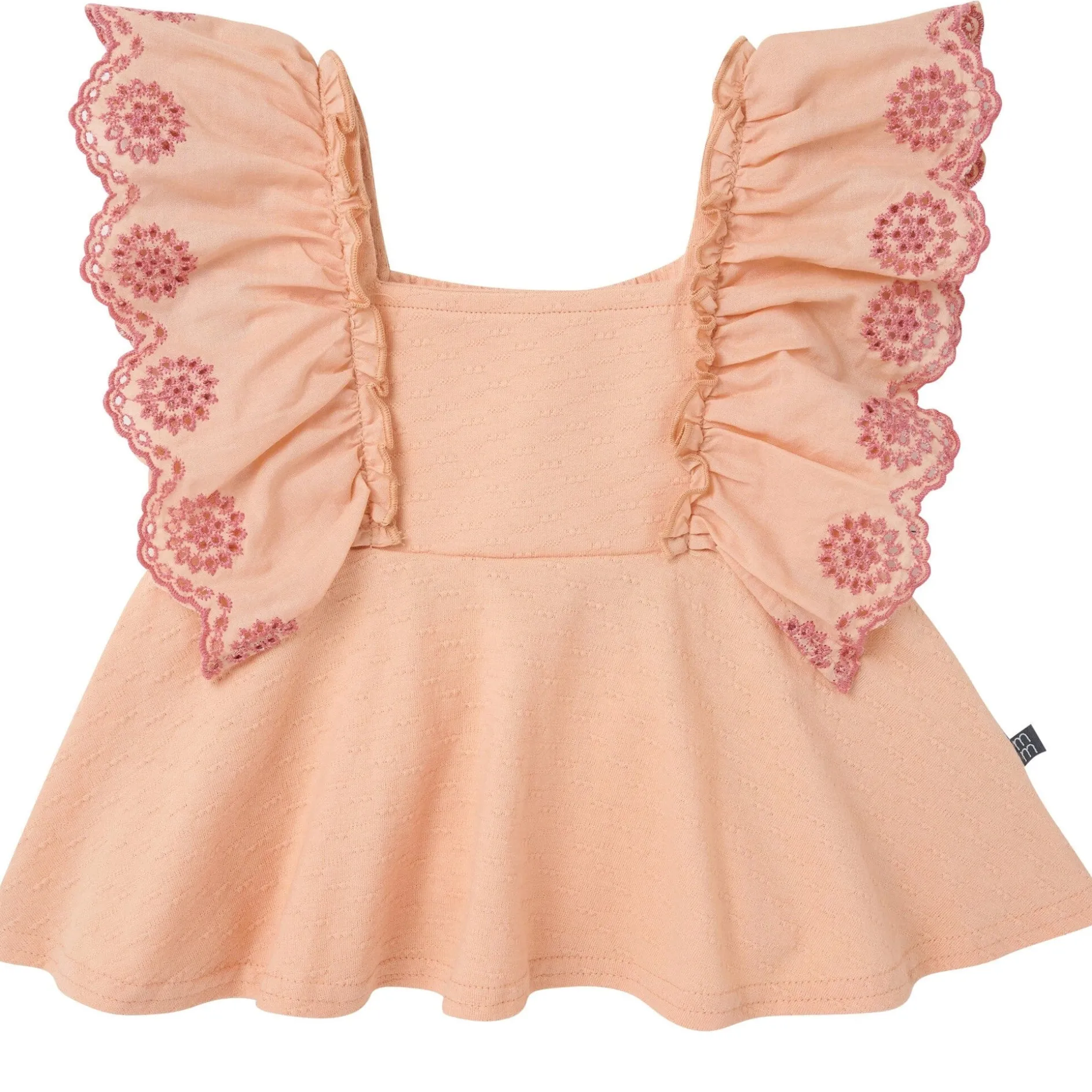 2-Piece Infant & Kids Girls Apricot Cream Eyelet Top and Shorts Set