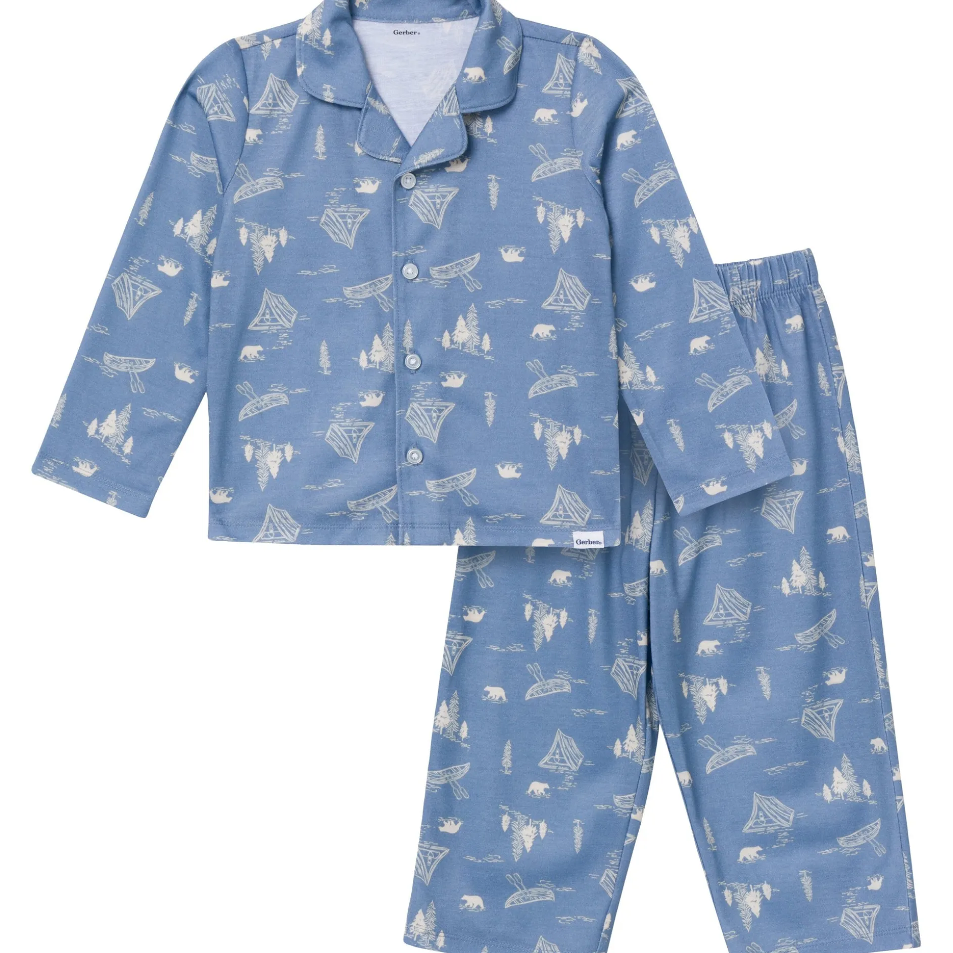 2-Piece Infant & Toddler Boys Bear Button Up Pajama Set