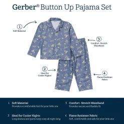 2-Piece Infant & Toddler Boys Bear Button Up Pajama Set