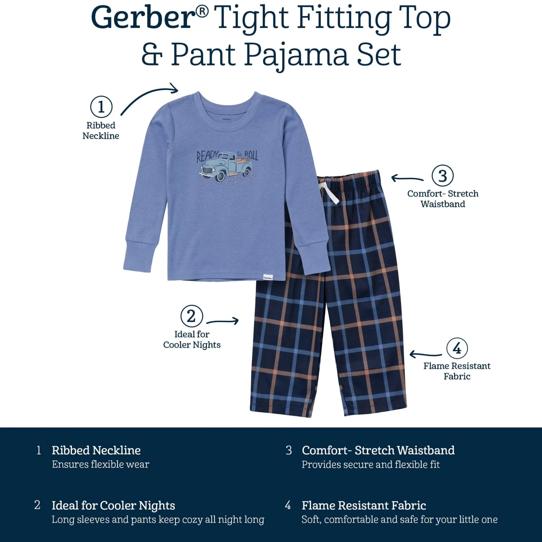 2-Piece Infant & Toddler Boys Car Pajama Set