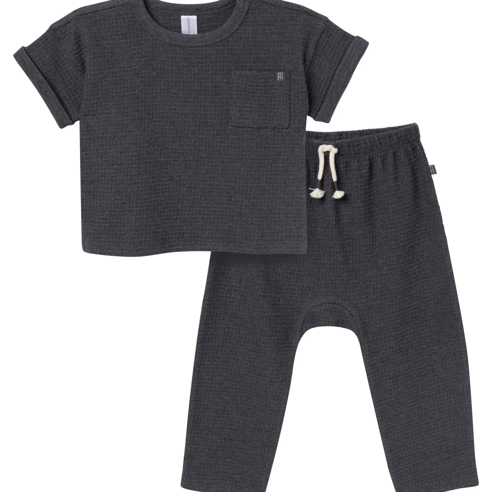 2-Piece Infant & Toddler Boys Charcoal Heather Pants and Shirt Set