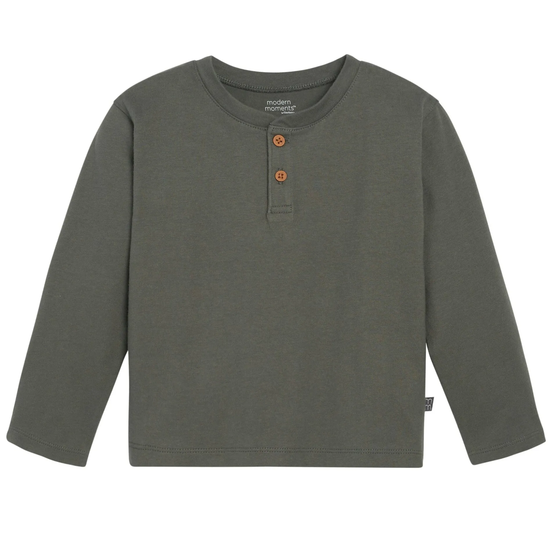 2-Piece Infant & Toddler Boys Dark Green Henley Shirt and Pant Set