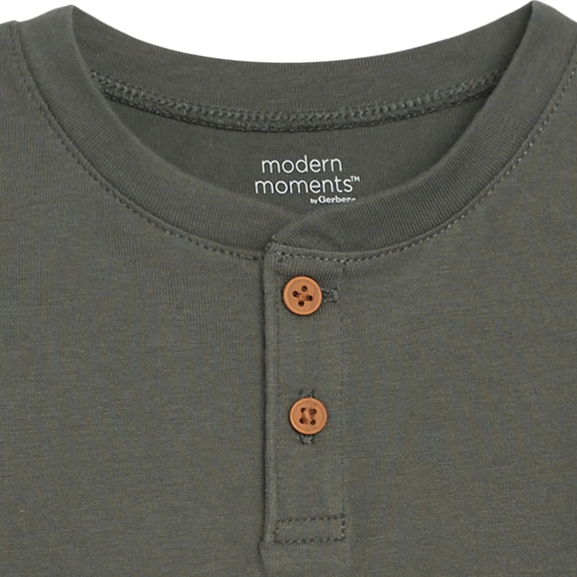 2-Piece Infant & Toddler Boys Dark Green Henley Shirt and Pant Set