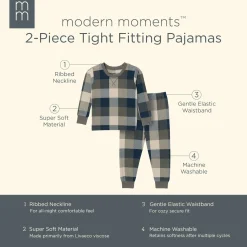 2-Piece Infant & Toddler Boys Dark Green Plaid Hacci Pajama Set