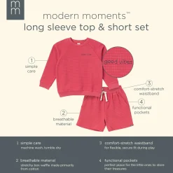 2-Piece Infant & Toddler Boys Dusty Red Long Sleeve Top and Shorts Set
