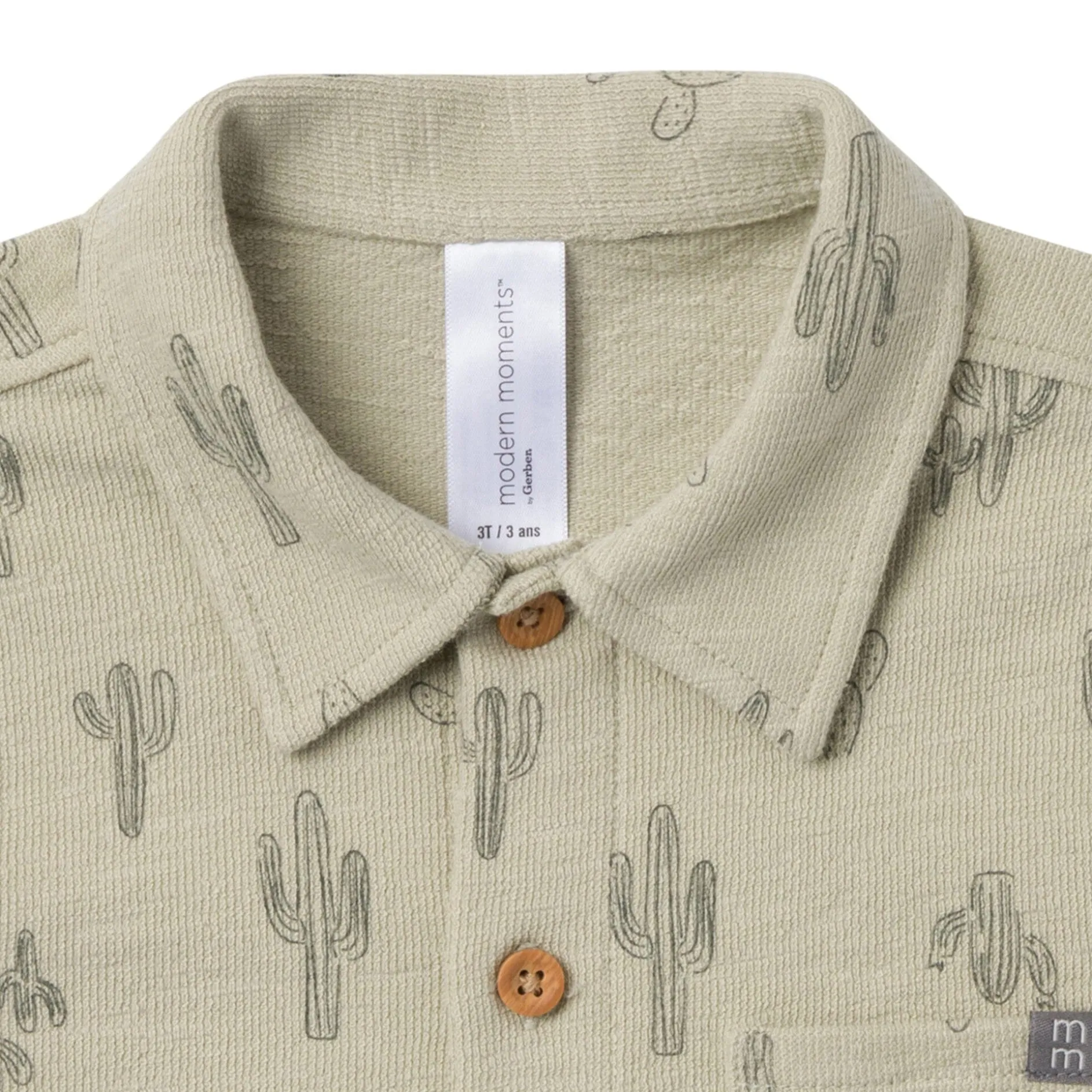 2-Piece Infant & Toddler Boys Green Cactus Button Front Shirt and Shorts Set