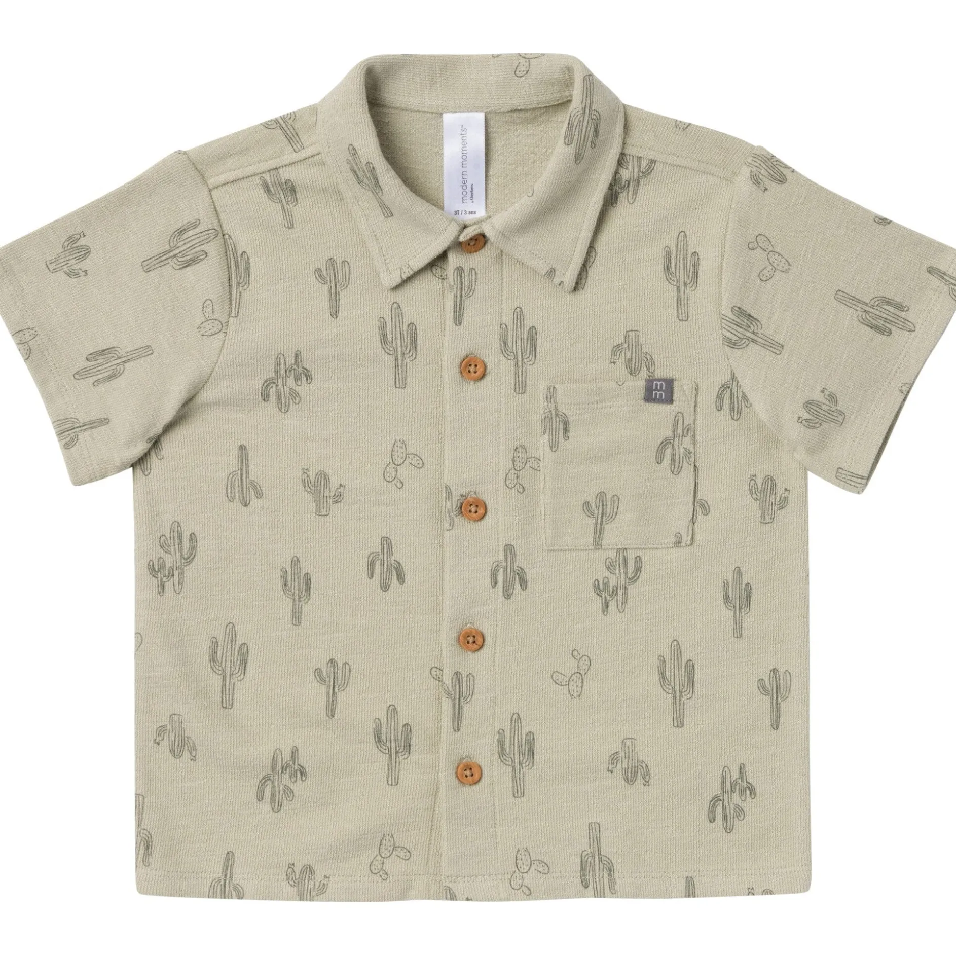 2-Piece Infant & Toddler Boys Green Cactus Button Front Shirt and Shorts Set