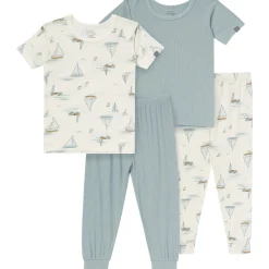 4-Piece Infant & Toddler Boys Ivory Sailing Viscose Snug Fitting Pajamas