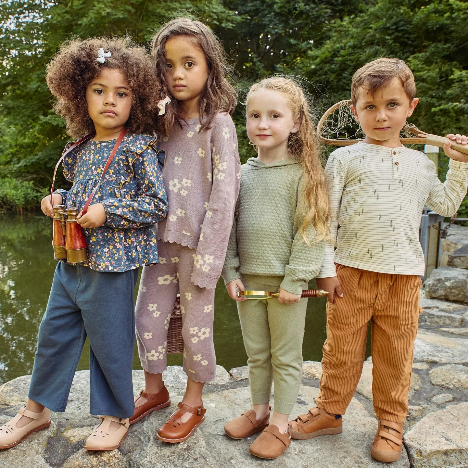 2-Piece Infant & Toddler Boys Light Beige Trees Henley Shirt and Pant Set