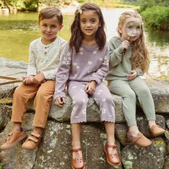 2-Piece Infant & Toddler Boys Light Beige Trees Henley Shirt and Pant Set