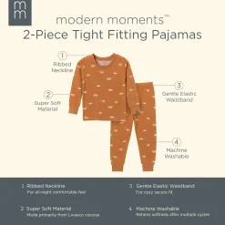 2-Piece Infant & Toddler Boys Lt Med Brown Cars Pajama Set