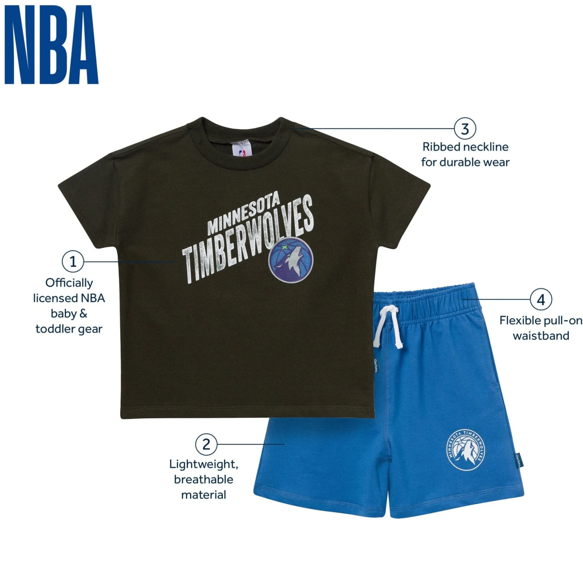 2-Piece Infant & Toddler Boys Minnesota Timberwolves T-Shirt & Shorts Set