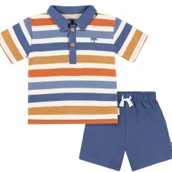 2-Piece Infant & Toddler Boys Multicolor Stripe Polo Shirt and Shorts Set