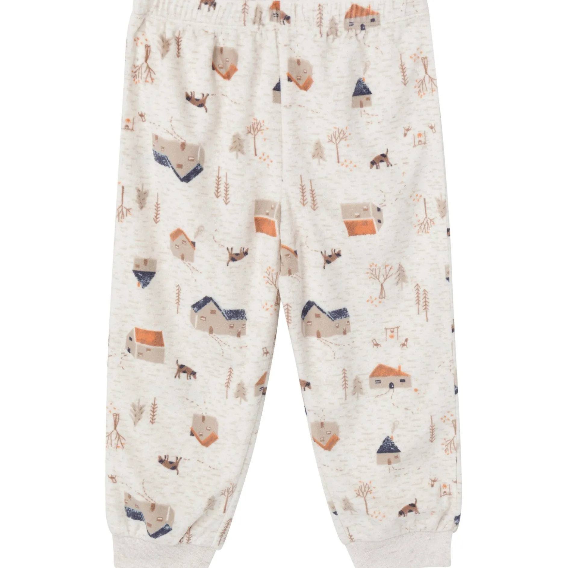 2-Piece Infant & Toddler Boys Oatmeal Village Fleece Pajama Set