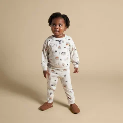 2-Piece Infant & Toddler Boys Oatmeal Village Fleece Pajama Set