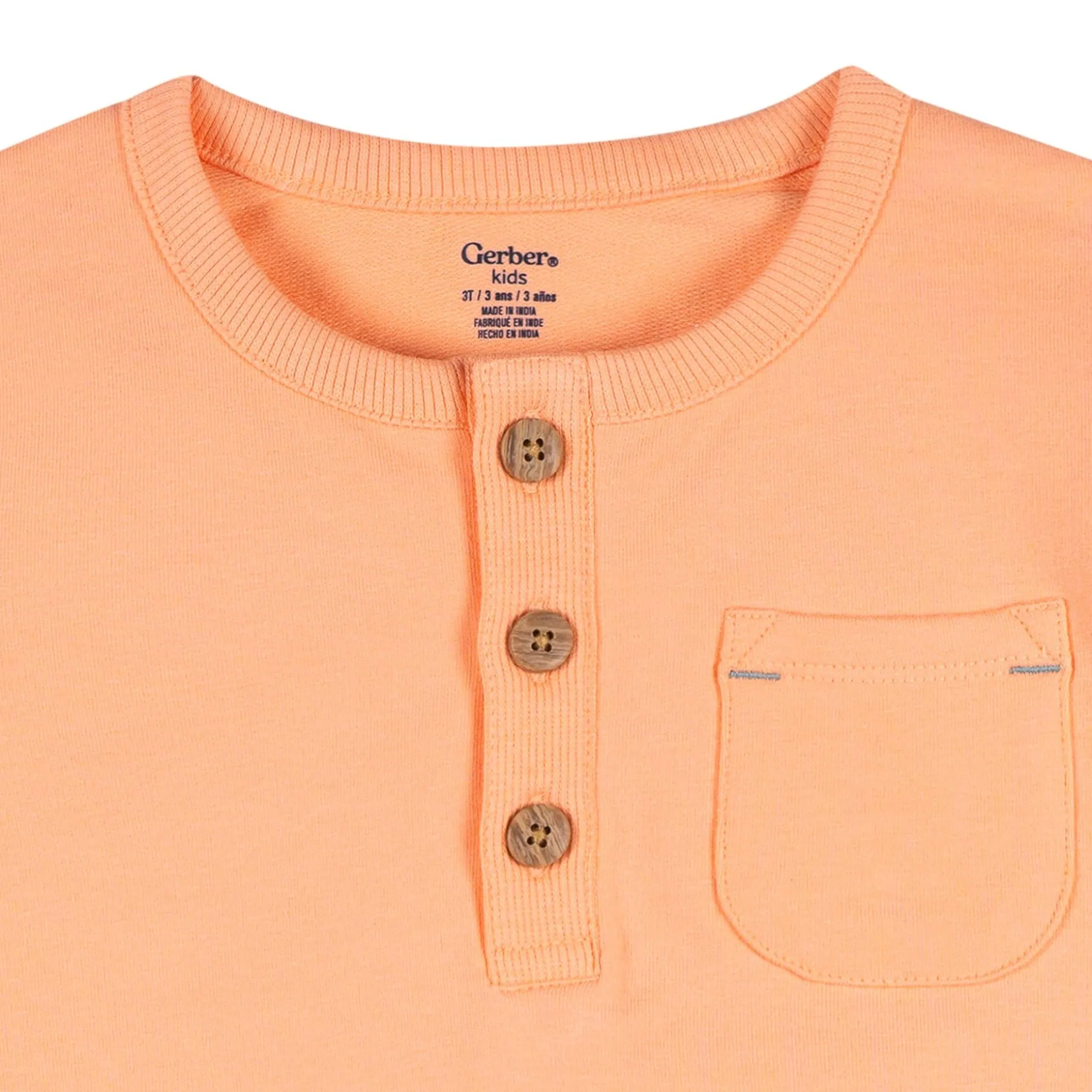 2-Piece Infant & Toddler Boys Peach Lobster Henley Top and Shorts Set