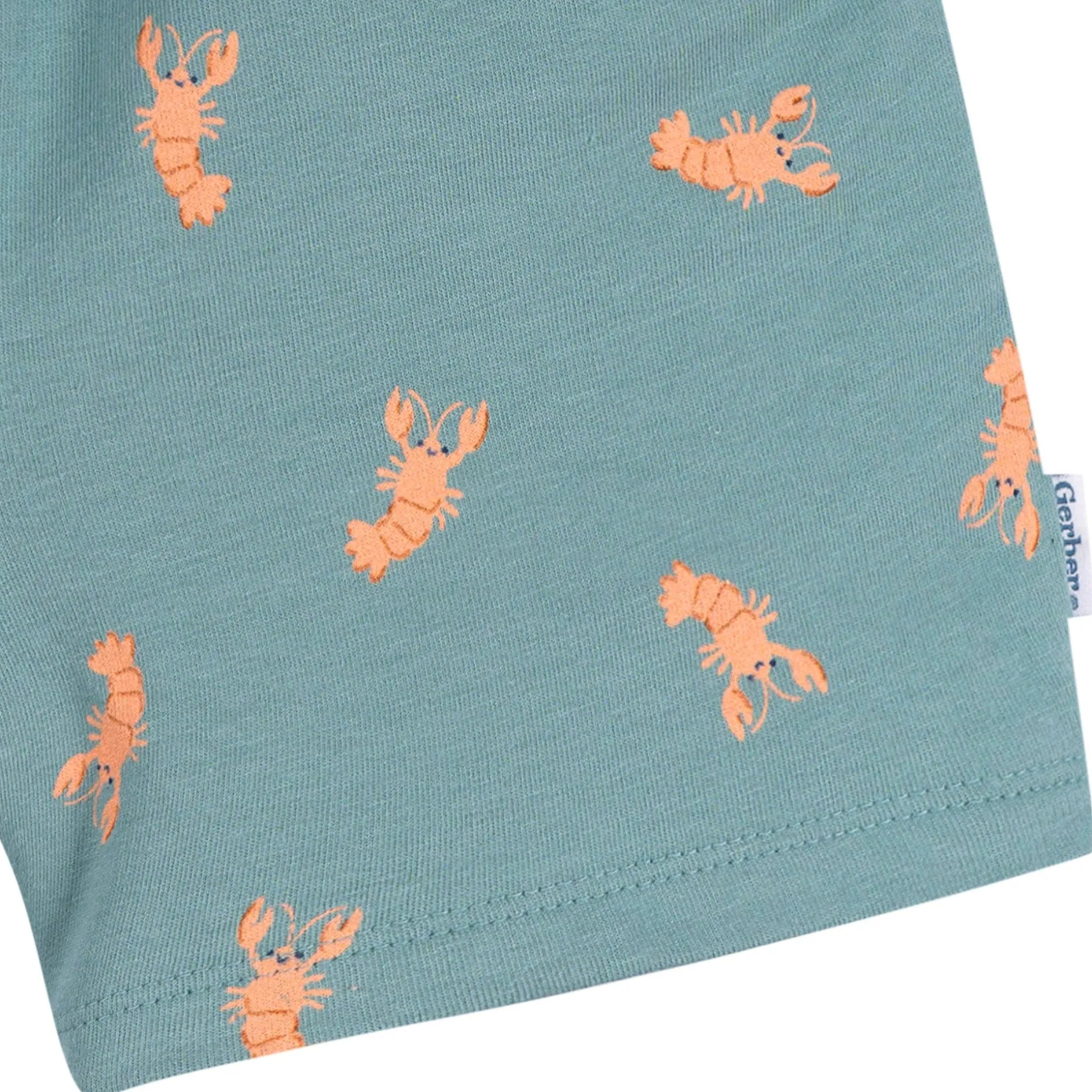 2-Piece Infant & Toddler Boys Peach Lobster Henley Top and Shorts Set