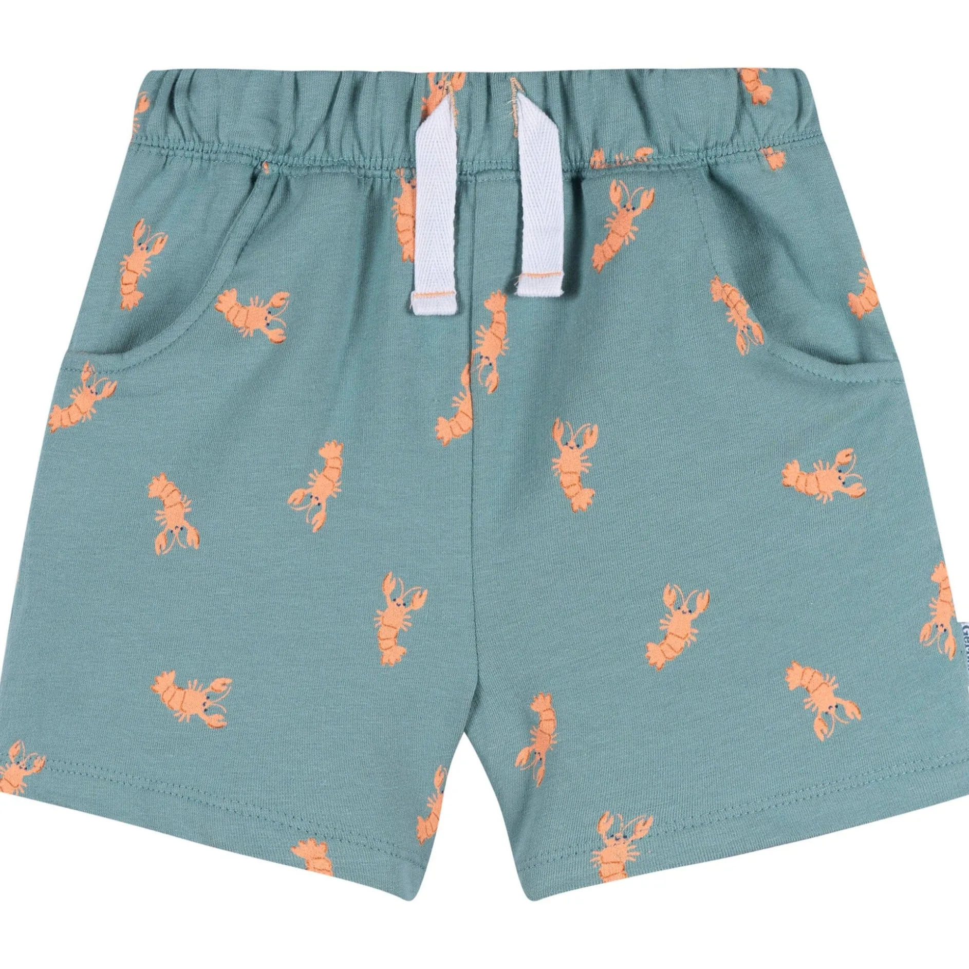 2-Piece Infant & Toddler Boys Peach Lobster Henley Top and Shorts Set