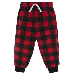 2-Piece Infant & Toddler Boys Red Plaid Fleece Pajamas