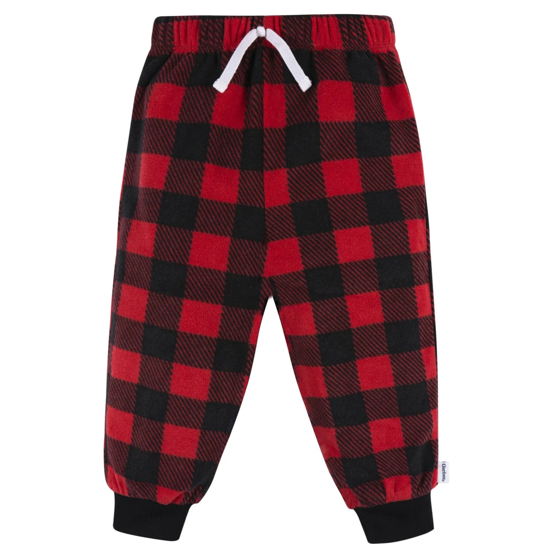 2-Piece Infant & Toddler Boys Red Plaid Fleece Pajamas