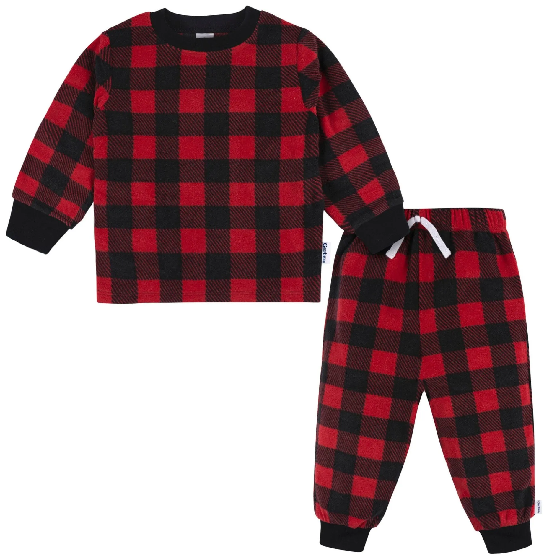2-Piece Infant & Toddler Boys Red Plaid Fleece Pajamas