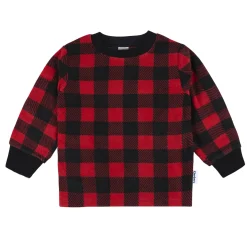 2-Piece Infant & Toddler Boys Red Plaid Fleece Pajamas