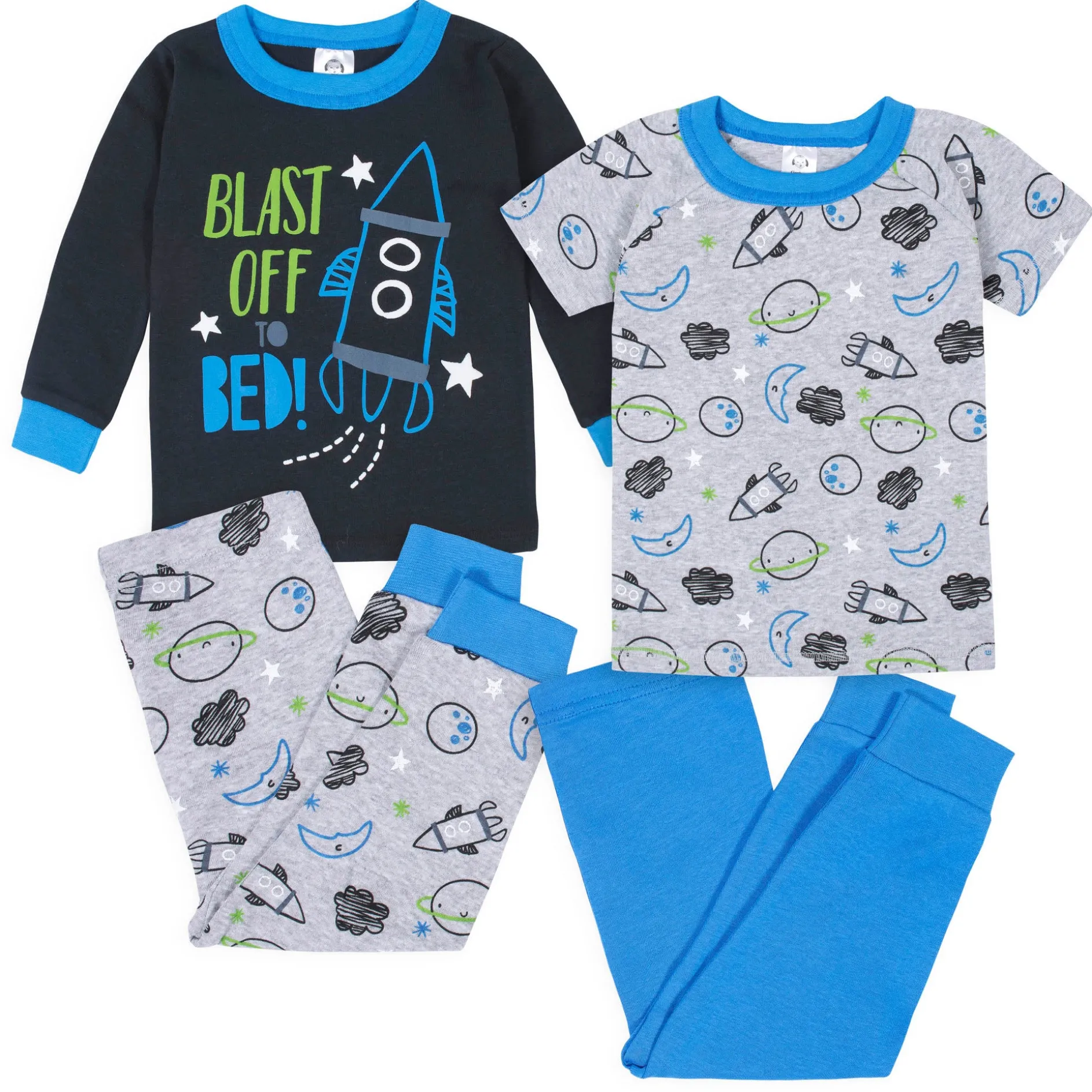 4-Piece Infant & Toddler Boys Space Snug Fit Cotton Pajamas