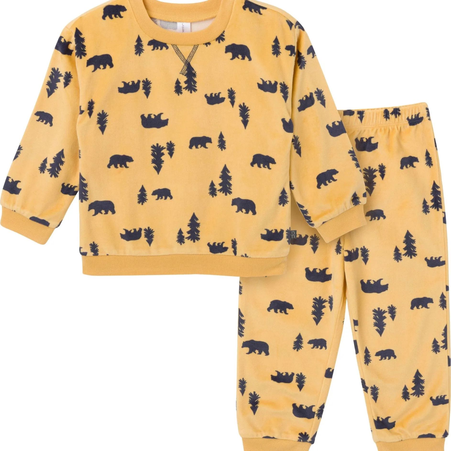 2-Piece Infant & Toddler Boys Yellow Forest Fleece Pajama Set