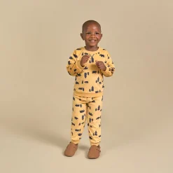 2-Piece Infant & Toddler Boys Yellow Forest Fleece Pajama Set