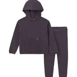 2-Piece Infant & Toddler Dark Grey Hooded Waffle Top and Legging Viscose Set
