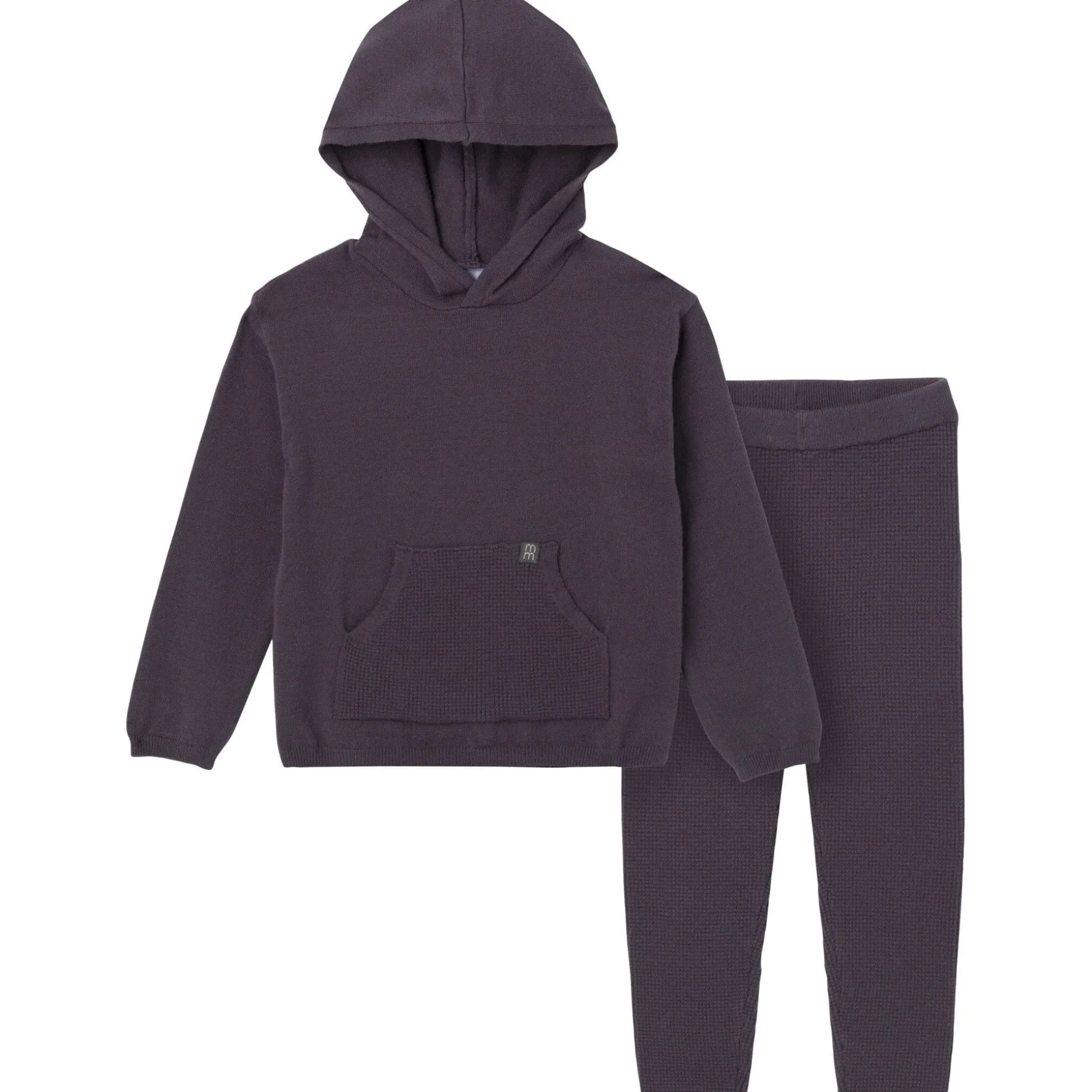 2-Piece Infant & Toddler Dark Grey Hooded Waffle Top and Legging Viscose Set