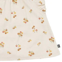 4-Piece Infant & Toddler Girls Beige Flowers Flutter Sleeve Tops and Shorts Set