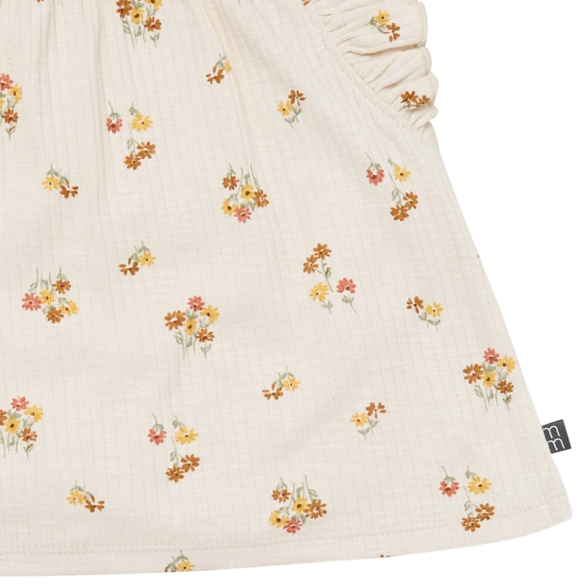 4-Piece Infant & Toddler Girls Beige Flowers Flutter Sleeve Tops and Shorts Set