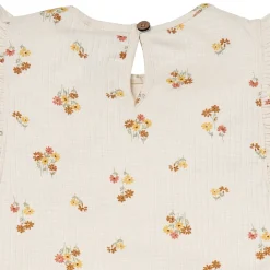 4-Piece Infant & Toddler Girls Beige Flowers Flutter Sleeve Tops and Shorts Set