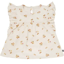 4-Piece Infant & Toddler Girls Beige Flowers Flutter Sleeve Tops and Shorts Set