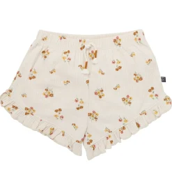 4-Piece Infant & Toddler Girls Beige Flowers Flutter Sleeve Tops and Shorts Set