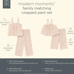 2-Piece Infant & Toddler Girls Beige Vine Floral Cropped Pants Set