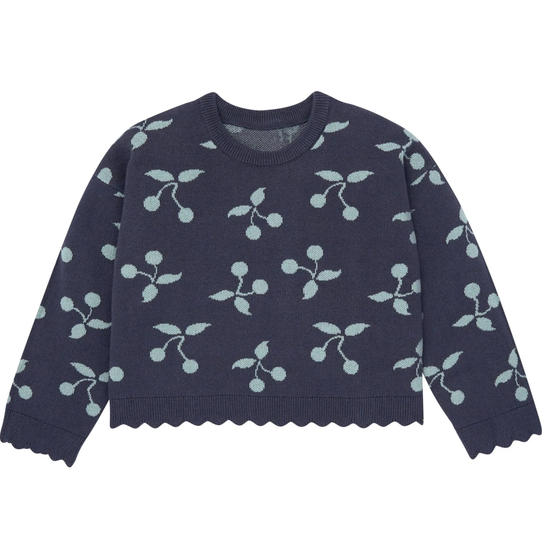 2-Piece Infant & Toddler Girls Blue Cherry Sweater and Pant Set