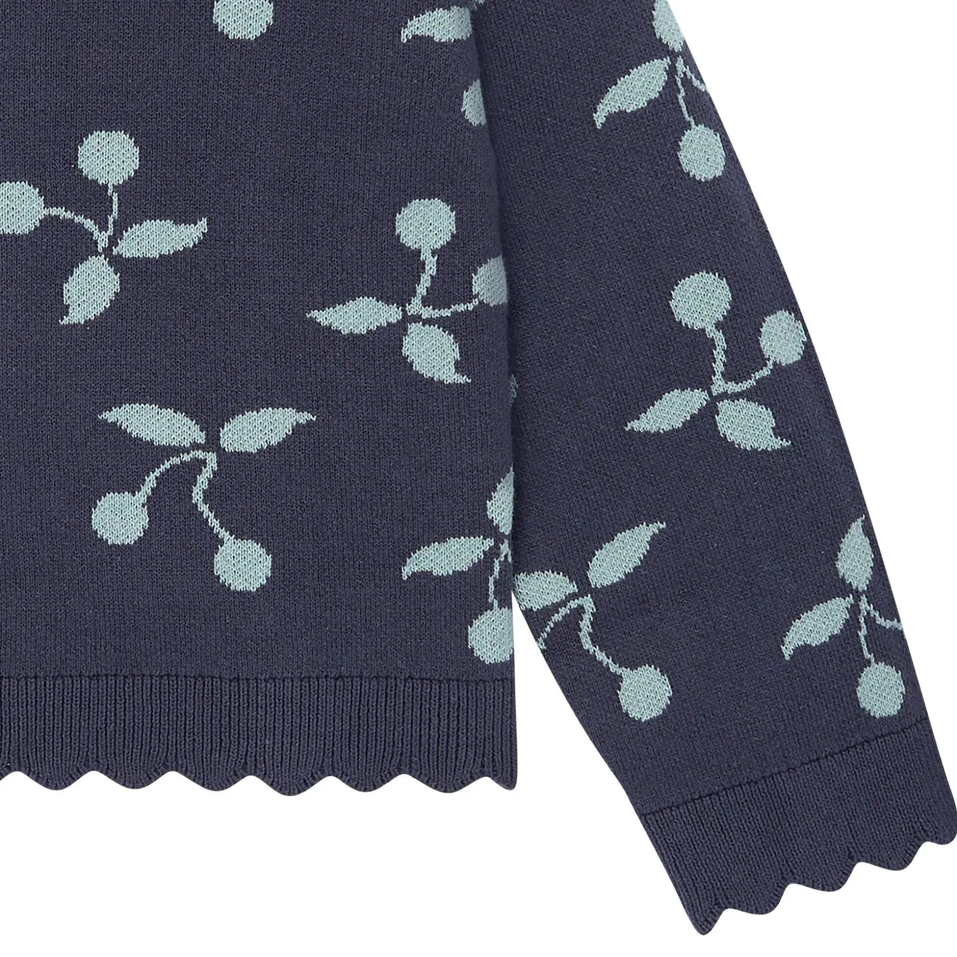 2-Piece Infant & Toddler Girls Blue Cherry Sweater and Pant Set