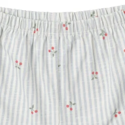 2-Piece Infant & Toddler Girls Cherry Stripes Ruffle Top and Shorts Set