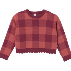 2-Piece Infant & Toddler Girls Dark Rose Large Check Sweater and Pant Set