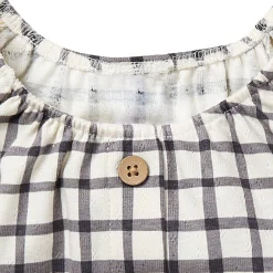 2-Piece Infant & Toddler Girls Dark Grey Plaid Ruffled Sleeve Top & Wide Leg Shorts Set