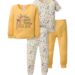 4-Piece Infant & Toddler Girls Deer Snug Fit Cotton Pajamas