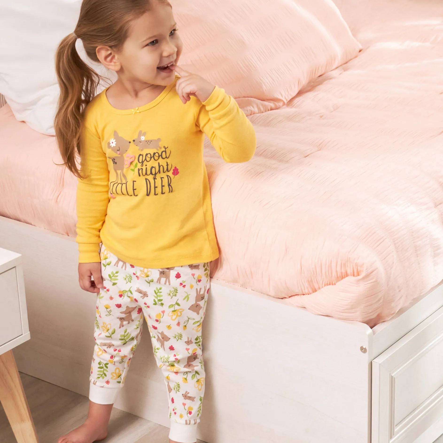4-Piece Infant & Toddler Girls Deer Snug Fit Cotton Pajamas